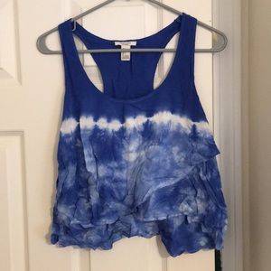 Blue tye dye layered crop top